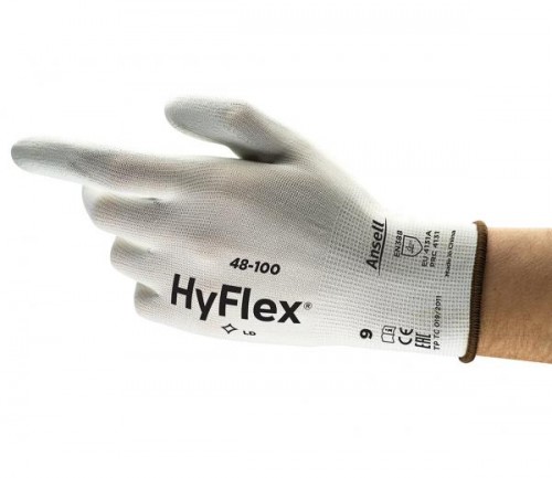 Ansell- HYFLEX® 48-100 Beyaz Tam Kaplı Sensilite Poliüretan Kaplı Hassas İş Eldiveni 1 Çift (8 Beden / M) - 1