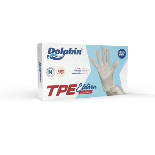 Dolphin Krem TPE Eldiven M Beden 100 Adet x 20 Paket - Koli - 1