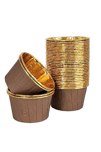 Roll-up Muffin-Kek Kapsülü Kahverengi-Altın 25 Adet - 1