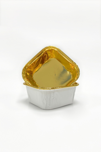Roll-up Muffin Kek Kapsülü Kare Beyaz-Altın 25 Adet - 4