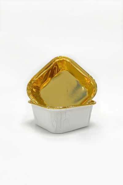 Roll-up Muffin Kek Kapsülü Kare Beyaz-Altın 25 Adet - 4