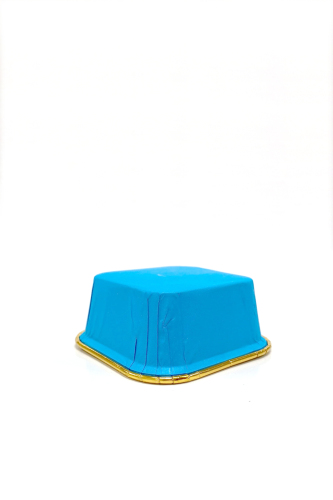 Roll-up Muffin Kek Kapsülü Kare Mavi-Altın 25 Adet - 3