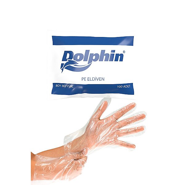 Dolphin Şeffaf Eldiven PE 100 Adet x 100 Paket - Koli - 1