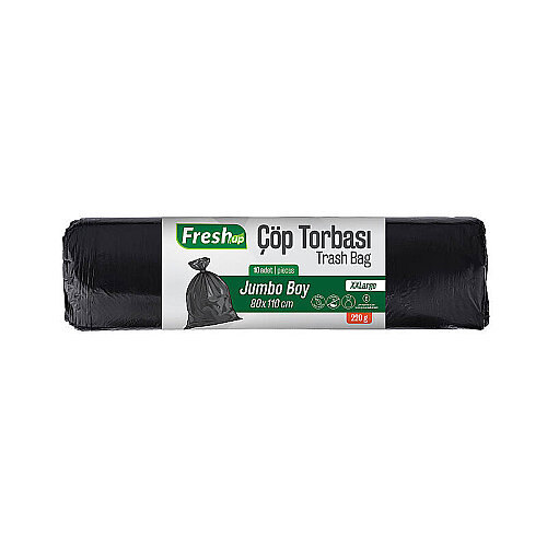 Fresh-Up Çöp Torbası Jumbo Boy 80*110cm 220 g Siyah 10 Adet - Fresh-Up