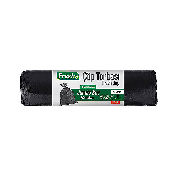 Fresh-Up Çöp Torbası Jumbo Boy 80*110cm 220 g Siyah 10 Adet - 1