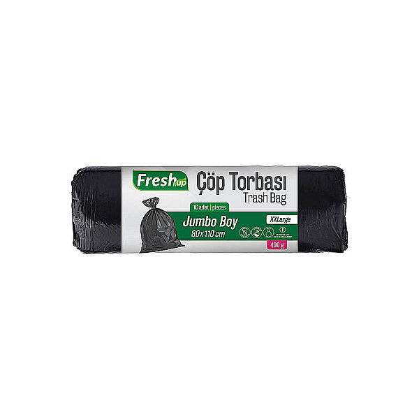 Fresh-Up Çöp Torbası Jumbo Boy Siyah 400 g 80*110 cm 10 Adet - 1