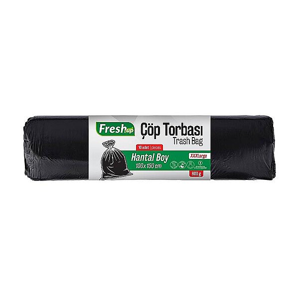 Fresh-up Hantal Çöp Torbası Siyah 800 g 100*150cm 10 Adet - 1