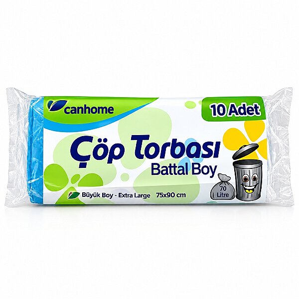 Roll-up Çöp Torbası Battal Boy 75*90 cm 10 Adet - 1