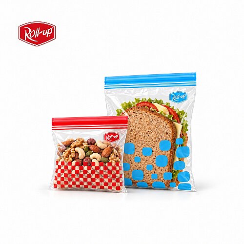 Roll-Up Çift Kilitli Buzdolabı Poşeti 0,4 L + 1 L 30 Adet - Roll-up