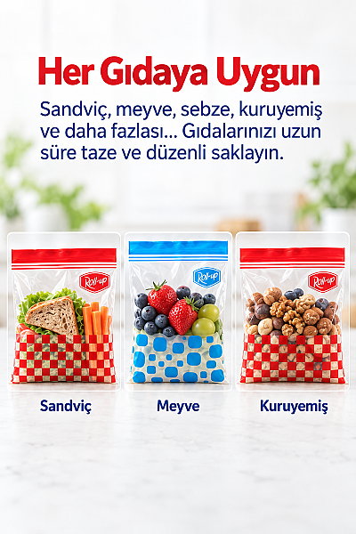 Roll-Up Çift Kilitli Buzdolabı Poşeti 0,4 L + 1 L 30 Adet - 3