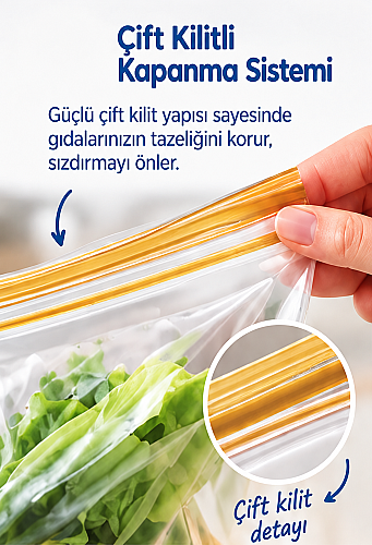 Roll-Up Çift Kilitli Buzdolabı Poşeti 1,2 L 20 Adet - 2