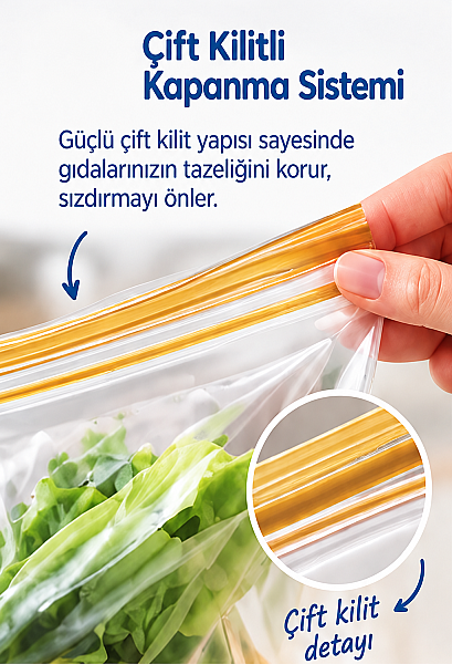 Roll-Up Çift Kilitli Buzdolabı Poşeti 1,2 L 20 Adet - 2