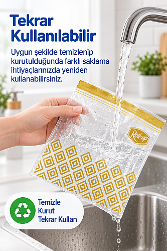 Roll-Up Çift Kilitli Buzdolabı Poşeti 1,2 L 20 Adet - 4