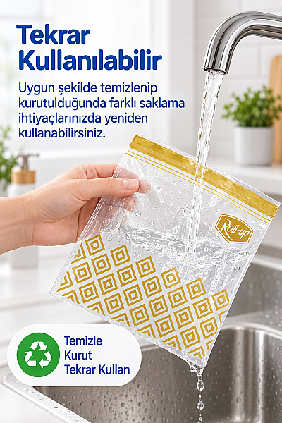 Roll-Up Çift Kilitli Buzdolabı Poşeti 1,2 L 20 Adet - 4