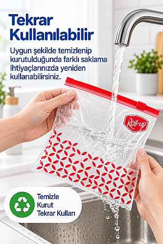 Roll-Up Fermuarlı Buzdolabı Poşeti 1 Litre 10 Adet - 4