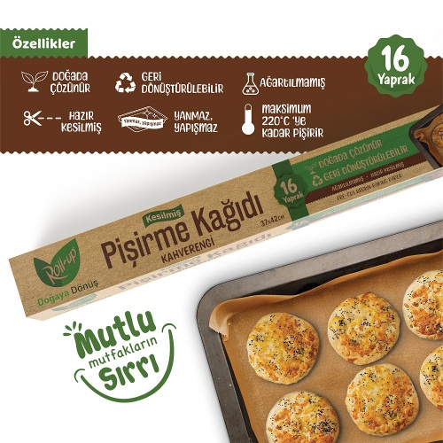 Roll-up Kahverengi Kesilmiş Pişirme Kağıdı 37*42cm 16 Yaprak - 3