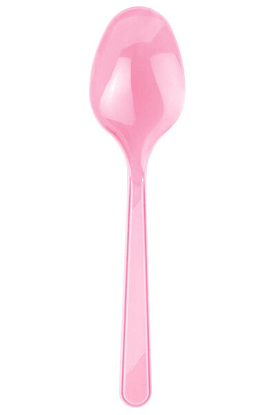 Roll-up Plastik Kaşık Pembe 25 Adet - 1